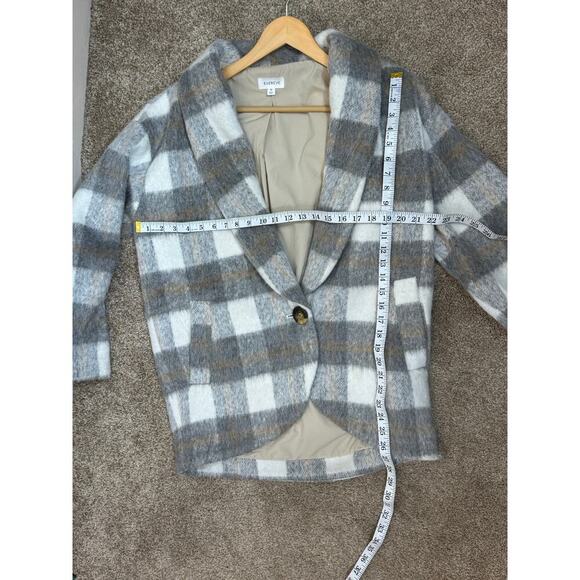 EVEREVE Supersoft Oversized Gray Plaid Selene Coat Jacket Size Medium Slouchy - Picture 13 of 16